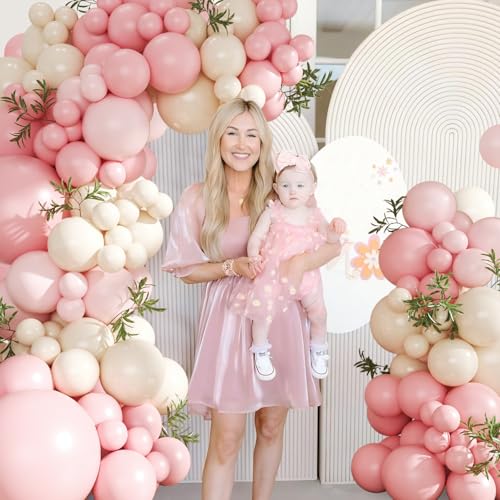 Pink Balloon Arch Kit - 124Pcs for Baby Showers & Weddings