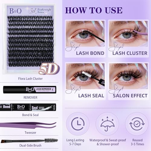 B&Qaugen 5D Fluffy Lash Clusters Kit - Medium Volume Wispy Lashes