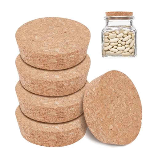 BENECREAT Wooden Cork Bottle Stoppers - 6 Pack, 3" Diameter Tapered Design for Wine & DIY Crafts