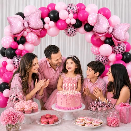 Pink and Black Balloons Set | 50 Pcs 12 Inch Birthday & Party Decor