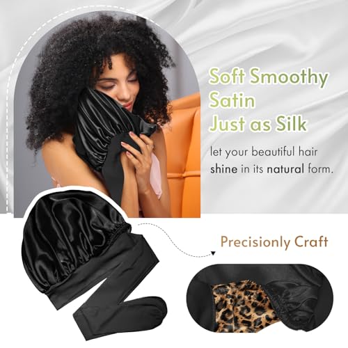 Bonnet Queen Adjustable Satin Hair Bonnet for Curly Hair - Double Layer Night Cap