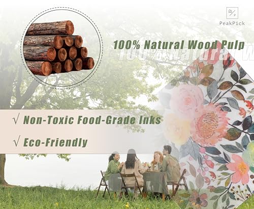 Elegant Floral Paper Napkins - 60 Pack for Parties & Events