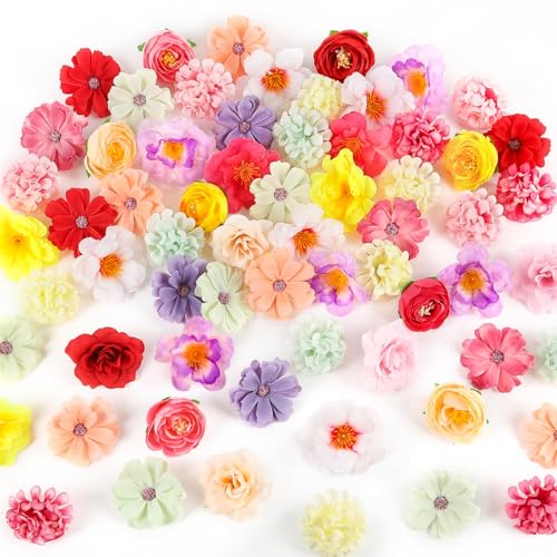 110 Pcs Mini Silk Flower Heads - Assorted Faux Flowers for DIY Crafts