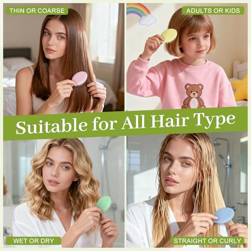 Mini Hair Brush Set - 5 Color Detangling Brushes for Travel