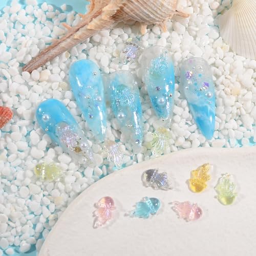 100pcs Jellyfish Nail Charms - Assorted 3D Resin Flatback Beads for Nail Art & Crafts