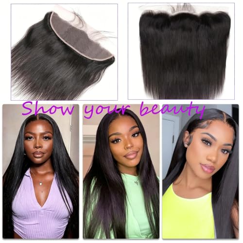 Straight Frontal Closure Human Hair 13x4 Ear to HD Lace Brazilian