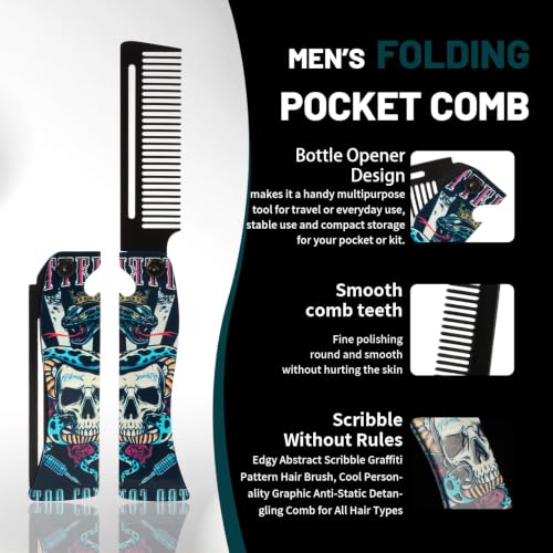 MenGate Folding Stainless Steel Beard Comb with Built-in Bottle Opener