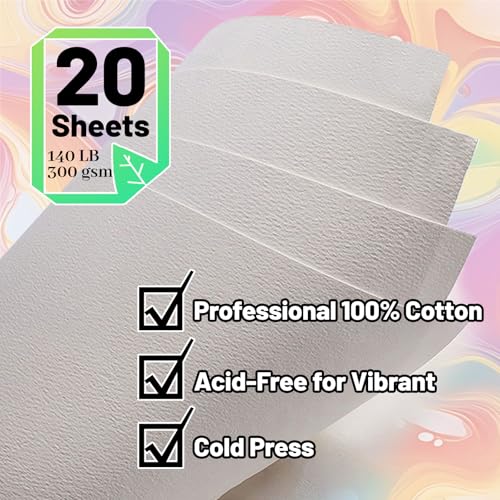 Professional Watercolor Sketchbook - 20 Sheets 300GSM Cotton Paper