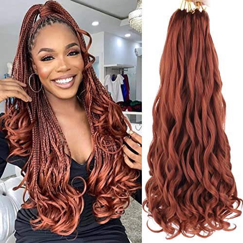 Union Beauty 22 Inch French Curly Braiding Hair, Ginger Synthetic Extensions
