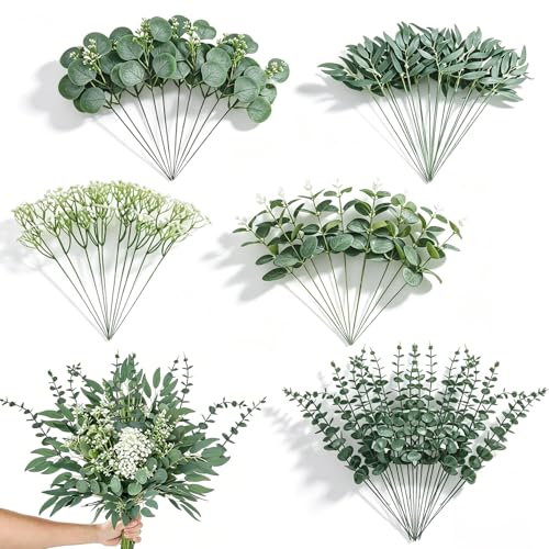 60Pcs Mixed Artificial Eucalyptus Stems for Floral Arrangements