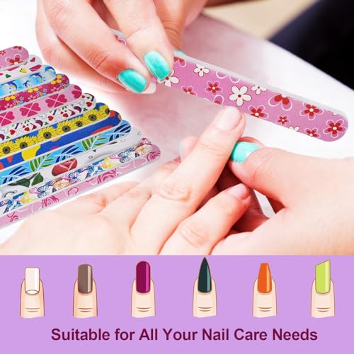 Colorful Double-Sided Nail Files 24 Pack - Professional Buffing & Shaping Tools