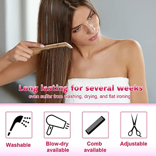 LEILEIXI Shining Gold Hair Tinsel 47 Inch 800 Strands Sparkling Hair Extensions for Kids & Women