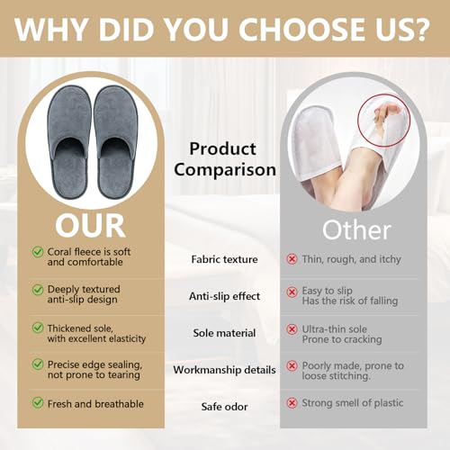 4 Pairs Washable Disposable Guest Slippers for Men & Women - Size 10/11