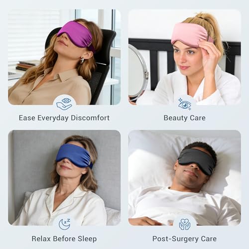 Facemoon Reusable Cold Eye Mask for Puffy Eyes Dark Circles Headache Relief Black Purple