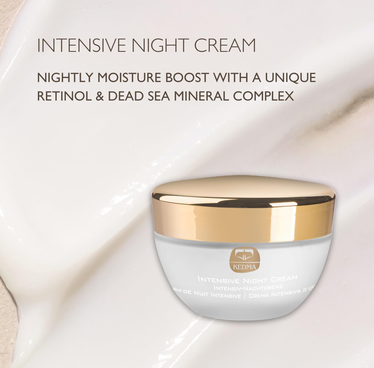 KEDMA Intensive Night Cream - Anti-Aging Moisturizer with Dead Sea Minerals & Retinol | Hydrating for Fine Lines - 1.76 oz