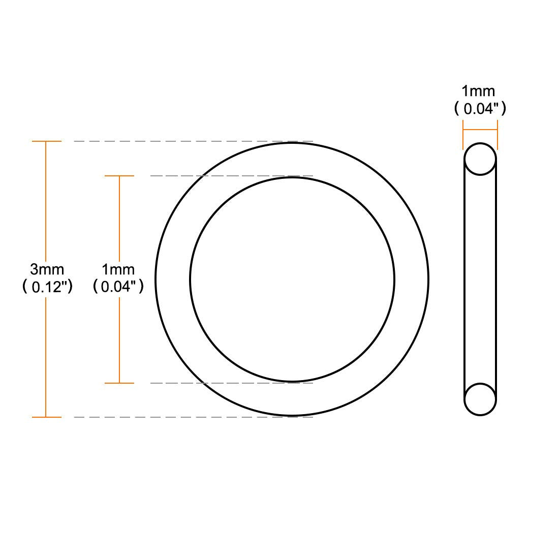 uxcell Silicone O-Rings, 3mm OD 1mm ID 1mm Width VMQ Seal Gasket for Compressor Valves Pipe Repair, White, Pack of 200