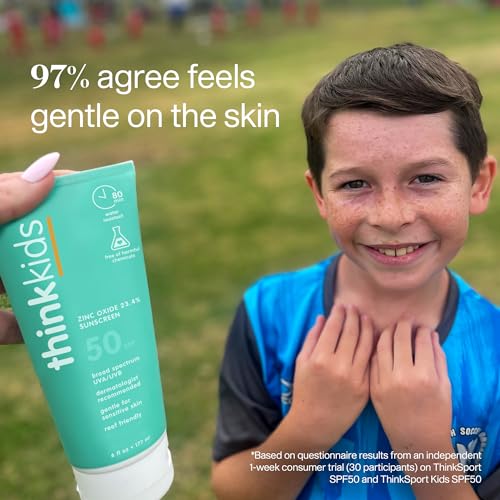 Thinkkids SPF 50+ Mineral Sunscreen, 6 Fl Oz ? Safe, Natural Baby Mineral Sunscreen for Children - Water Resistant Sun Cream ? Broad Spectrum UVA/UVB Sun Protection ? Reef Safe
