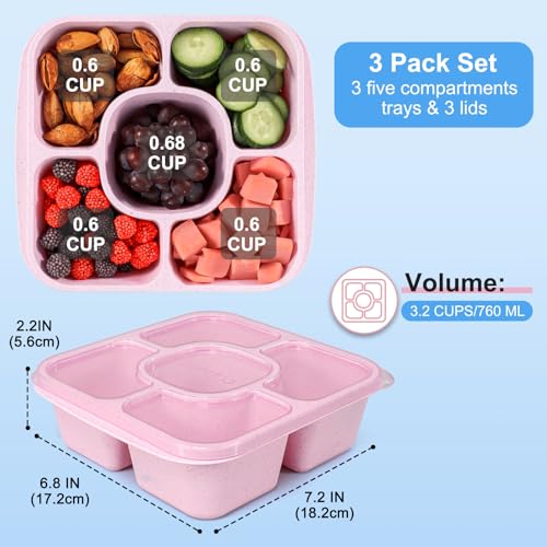 Caperci 5-Compartment Snack Containers - Eco-Friendly Bento Box Set
