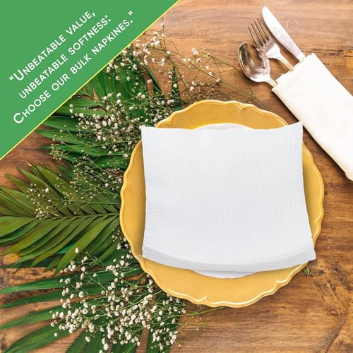 Pantryware Essentials 500 Count White Paper Lunch Napkins - 12x12, 1 Ply