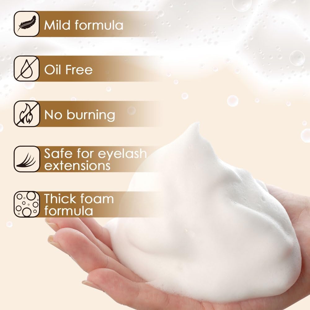 Beeutemaker 60ml Beige Lash Shampoo kit for Lash Extensions. Lash Wash for Eyelash Extensions & Natural Lashes. lash extension cleanser for Makeup Remover Oil & Sulfate Free for Salon and Home Use