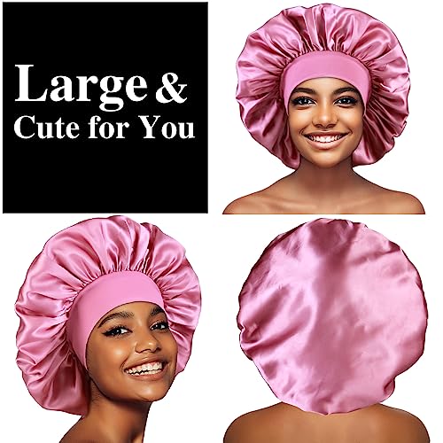 12 Large Satin Bonnets for Sleeping - Silky Hair Protection