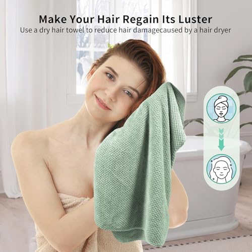 Microfiber Hair Towel Wrap for Long Curly Hair - 2 Pack Quick Dry Towels