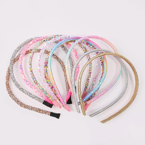 10 Pcs Glitter Headbands for Girls | Sparkly Rainbow Hair Hoops