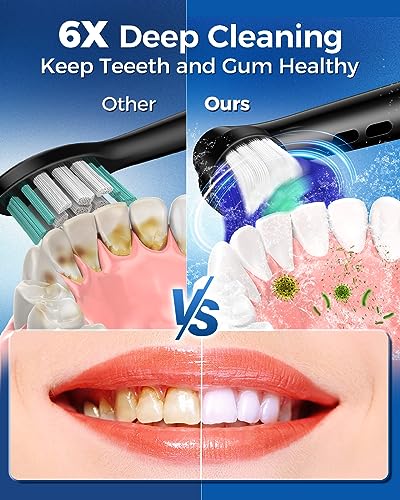 TEETHEORY Rotating Electric Toothbrush with 8 Brush Heads, 4 Modes, Black