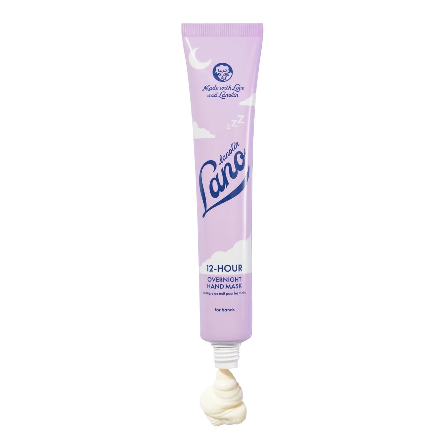 Lanolin Overnight Hand Mask - Moisturizing Cream with Ceramides, Hyaluronic Acid & Vitamin C | 1.69 oz for Dry Cracked Skin