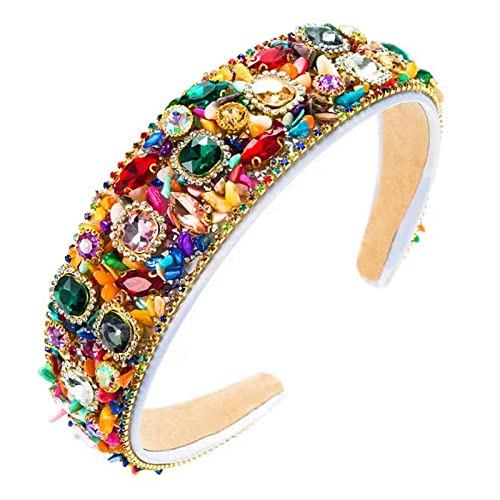 Iridescent Rhinestone Headband for Women - Candy Color Turquoise Glitter Hair Accessory
