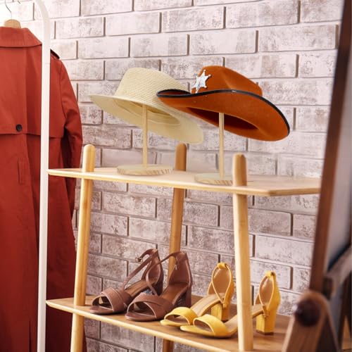 PH PandaHall Wooden Hat Display Stand - 2 Set Non-Slip Rack