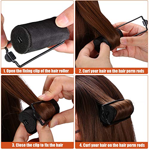 WILLBOND 40 Pcs Black Satin Foam Hair Rollers with Clips