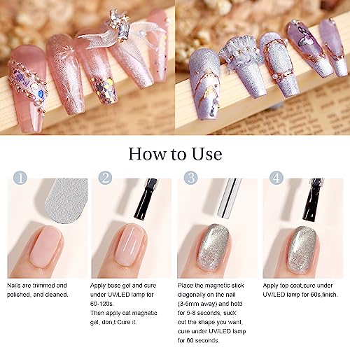 SAGEBIO Cat Eye Gel Nail Polish - 15ml Holographic Magnetic Gel & Magnet