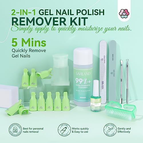 SAVILAND Gel Nail Polish Remover Kit - 513-Piece Set with Cuticle Oil