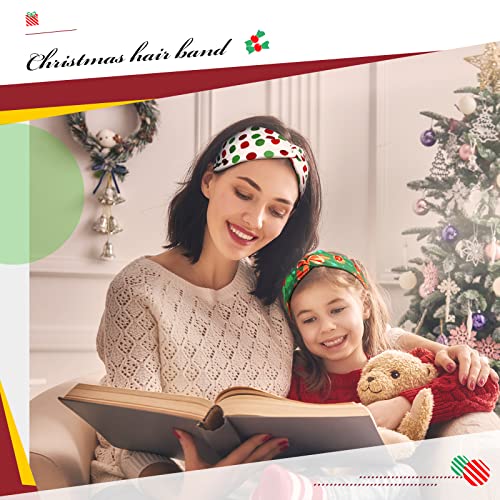 9 Pcs Christmas Twisted Headbands - Wide Elastic Holiday Hair Accessories