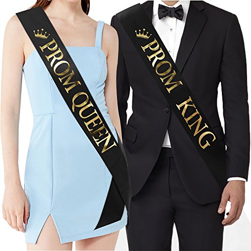 Prom King and Queen Sashes Set - Adjustable Graduation Accessories