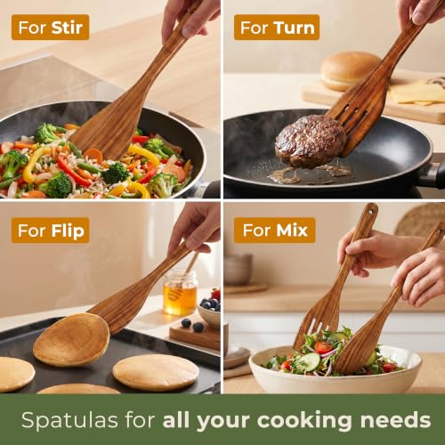 Acacia Wood Spatula Set - 2-Piece Kitchen Utensils for Nonstick Pans