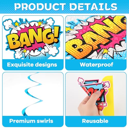 Hero Birthday Party Decorations Set - 27pcs Banner & Centerpieces