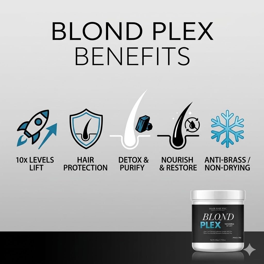 Blond Plex Extreme Lifting Lightener Powder - Dust-Free, Cool-Toned Finish | 500g / 17.63oz