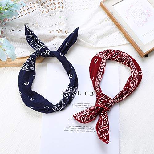 Oneye Paisley Twist Bow Wire Headbands for Women - Pack of 6, Sport & Fashion Hair Accessories