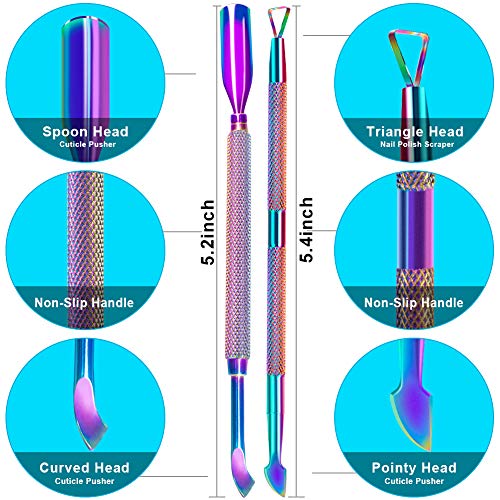 GA&EN 2PCS Stainless Steel Cuticle Pusher and Scraper Tool Set