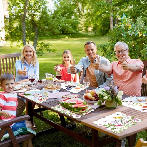 Summer Floral Placemats Set of 6 - Waterproof & Easy Clean