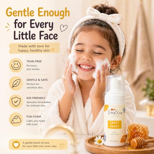 Sissy Kay Kids Foaming Face Wash, Natural Honey Cleanser for Sensitive Skin