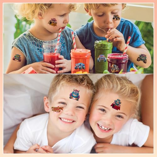 102 Pcs Kids Monster Truck Temporary Tattoos Waterproof & Easy to Apply