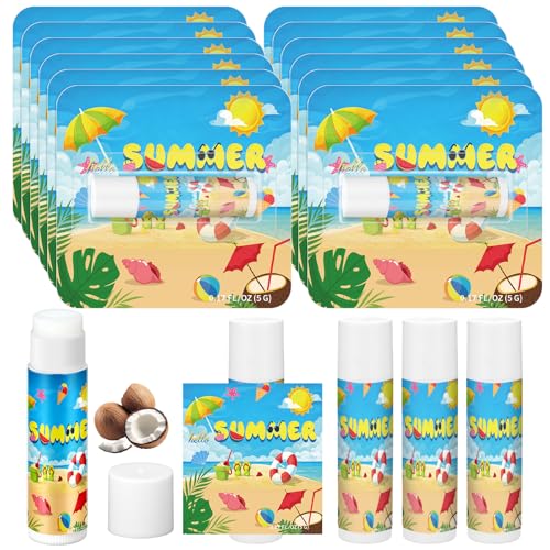 Demissle 12 Pack SPF 30 Lip Balm Summer Party Favor with Cute Beach Designs