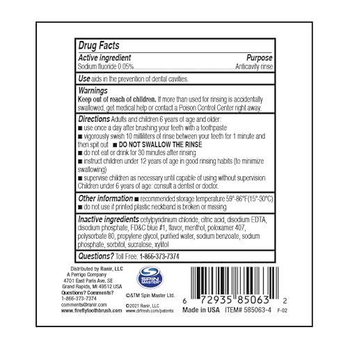 Firefly Kids Mouthwash - Anti-Cavity Fluoride Rinse, Bubble Gum, 16oz