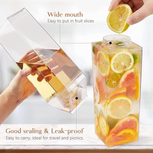 Howpinzz 2 Pack Milk Carton Water Bottles 17oz - BPA Free, Leak Proof