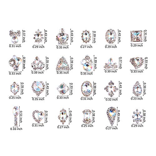 PARAOR 48PCS Small Pack of Luxury 3D Nail Art Rhinestones Crystal AB Jewelry Gems