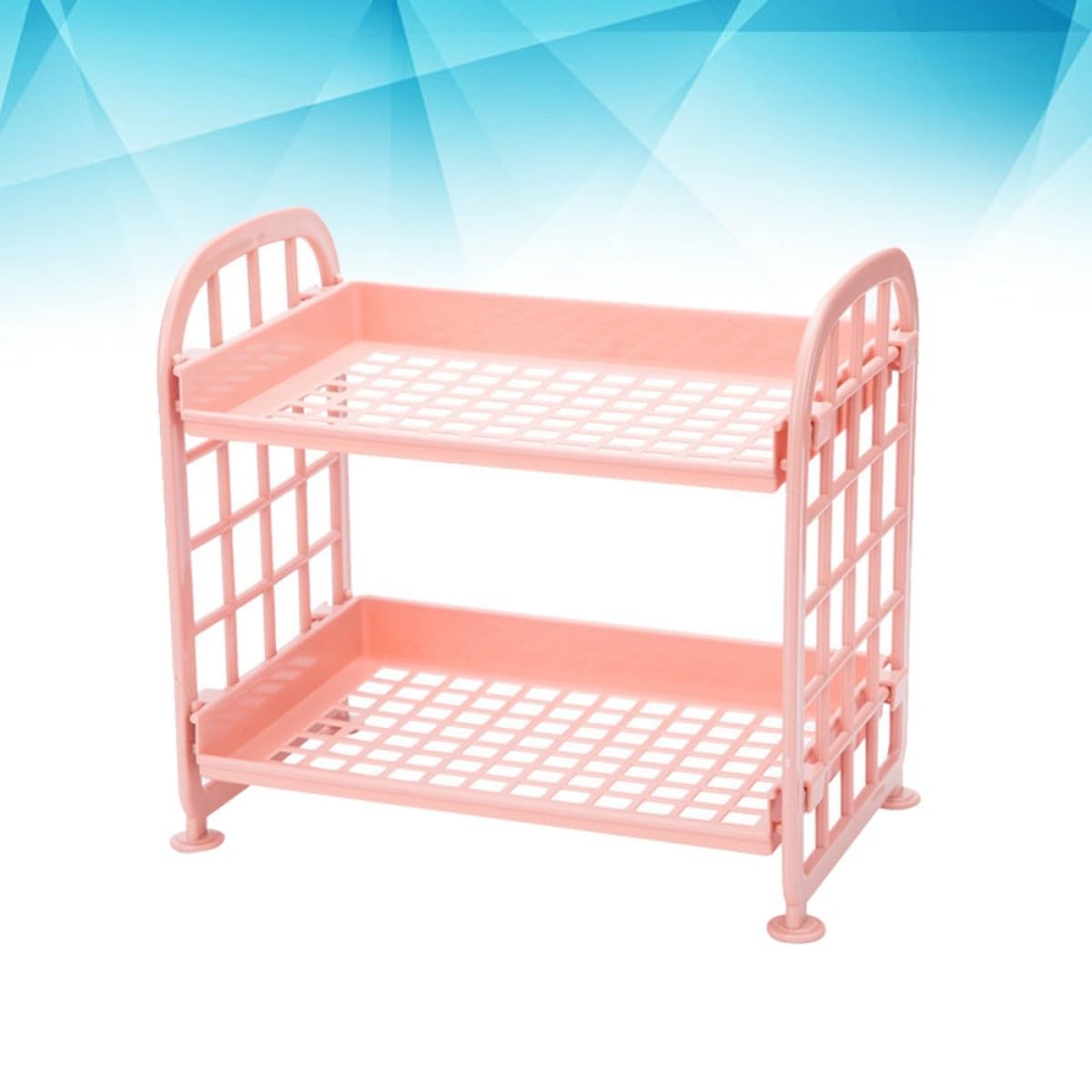 2 Layers Plastic Storage Rack Kitchen Storage Shelf Bathroom Organizer Countertop Rack Space-Saving Desktop Organizer for Home and Bathroom Use