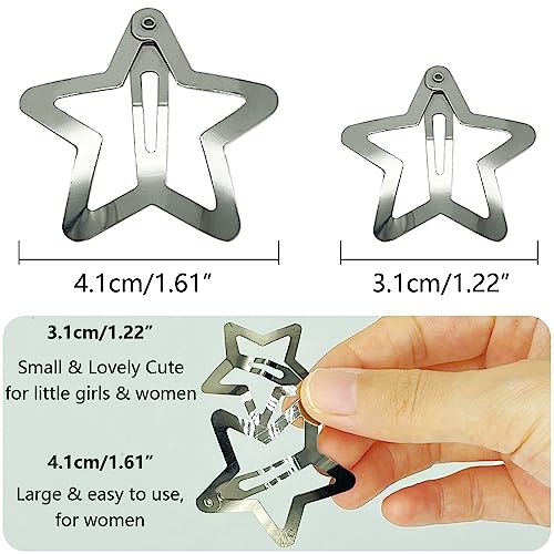 12 PCS Y2K Star Hair Clips - Silver Non-Slip Barrettes for Women